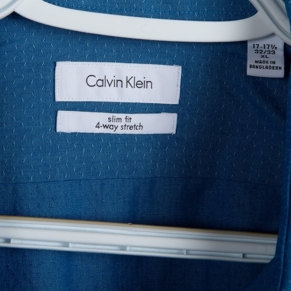 Calvin Klein Men's Long Sleeve Blue Shirt Sz XL - Picture 3 of 3